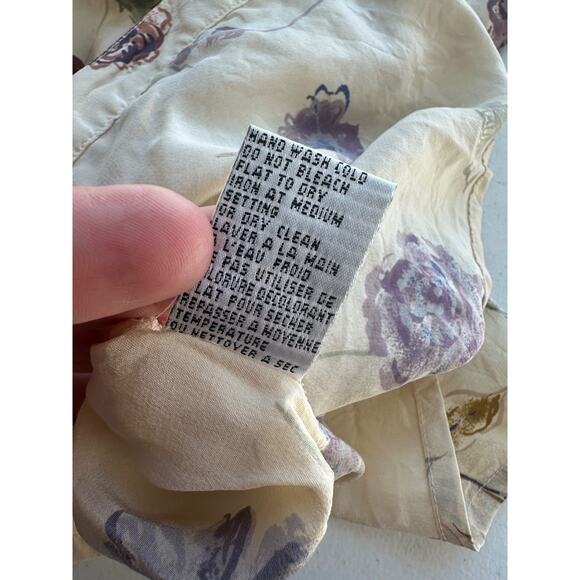 Vtg Talbots Women Silk Button Front Shirt Size 2P Old Money Preppy Floral Mature - Picture 11 of 15